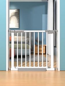 Baby Safety Gate - New Upgraded Widened Flat Tube for Stronger and More Durability Comes with Free Anti-kick pedal and Extension Bottom fixed plate