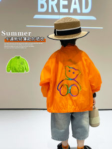Boys Cartoon Sun Protection Clothing Summer New Fashion Loose Thin Air Conditioning Shirt for Kids Baby Stylish Polyester Fiber