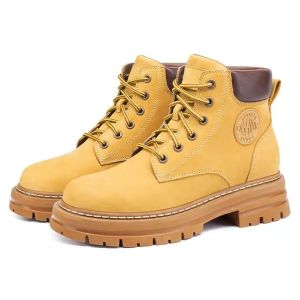 kasut buat kerja Autumn Mens shoes martin Boots high Top thick sole Leather shoes for men casual for work and going to shopping anywhere else can us Summer Round