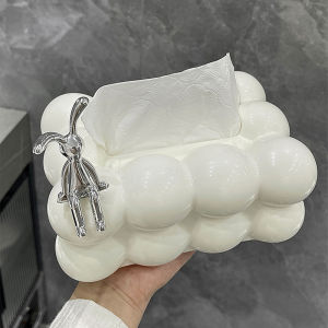 Creamy Style Napkin Holder Living Room High Aesthetic Cotton Candy Drawstring Luxury Creative Home Dinner Napkin Drawer Ornament