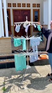 Rak Jemuran Menara Lipat Rak Penghemat Tempat Stand Hanger Stainless Minimalis Gantungan Baju