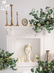 Yangfang Carved Solid Wood European Style American Style French Style Fireplace Curio Cabinet Retro Distressed Curio Cabinet Homestay Wall Entrance