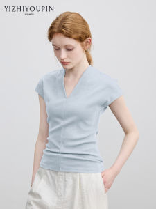 Slim V-Neck Stylish Ice Silk Short Sleeve T-Shirt