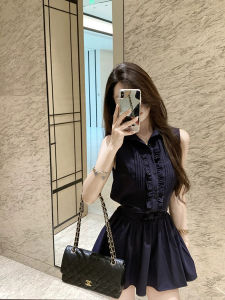 French Pure Desire High Waist Shirt Dress Womens Summer Design Sleeveless Vest Short Skirt Commute Korean Style Button Detail
