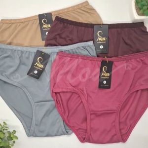 MOU 12pcs 6pcs 3pcs Celana Dalam Wanita Dewasa Jumbo Katun Lembut Kekinian Warna Gelap / CD Wanita