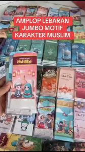 Paket 50PCS Amplop Lebaran Idul Fitri Motif Kartun Muslim Ukuran Jumbo 8x18CM