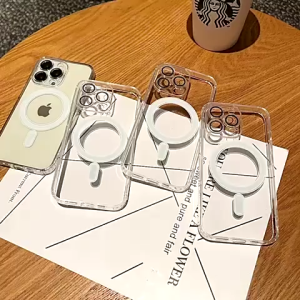 Soft Case Transparant Bening Clear Magnetik Support Magsafe Wireless Charging Phone Case Silikon With Ring Lensa Kamera Kompatibel Untuk Iphone 11 11 Pro Max Ip12 12 Pro Pro Max Ip 13 13 Pro Max Iphone 14 14 Plus Pro Pro Max iphone 15 15 Plus 15 Pro Max