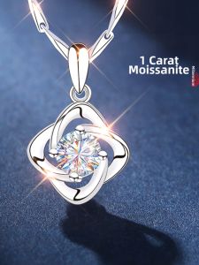 East Beauty | 999 Pure Silver Necklace With Moissanite Pendant