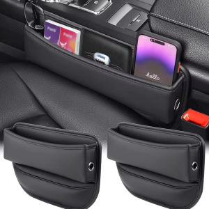 1pcs Leather Car Seat Gap Organizer Multifunction Console Crevice Filler Side Storage Box Car Interior Storage Pocket