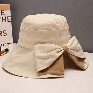 WRELS | Fashion Bowknot Hat Summer Large Brim Sun Protection Fordable Travel Bucket Caps Women Lightweight Outdoor UV Resistant Visors