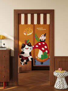 Curtain Phòng Tắm Phòng Ngủ Phòng Trẻ Em Phòng Khách Phòng Làm Việc Vải Ngăn Cách Phòng Chống Bụi Hình Con Mèo Cà Phê