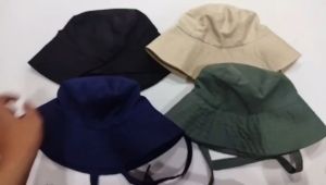 Topi Bucket Hat Polos Pria Wanita & Wide Bucket Hats Tali Panjang