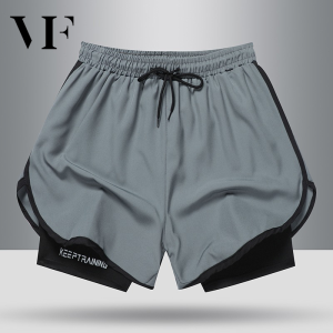 VFASION Quần Đùi Short Thể Thao Ngắn 2 Lớp Tập Gym chạy bộ Bơi Quần Short Thể Thao Giả Hai Lớp Màu Đen Xám Nhanh Khô Thoáng Khí M-5XL