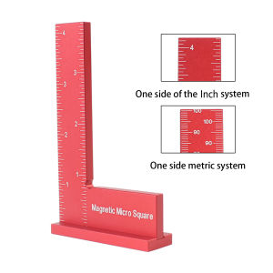 1Pc Precision Machinist Magnetic Square Metric/Inch Engineer Square Aluminum Alloy 90 Degree Right Angle Ruler Measurement Tool
