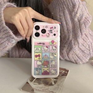 Sanrio | Kawaii Hello Kitty Comic Grid Phone Case For iPhone 17 16 15 Pro Max Shockproof Soft Protective Cover With Lens Protection