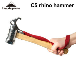 Campingmoon | Búa Cắm Trại Ngoài Trời C5 Kèm Dây An Toàn Đầu Bằng Đồng Thau Không Gỉ Cán Gỗ Dụng Cụ Tháo Cọc Cắm Lều Búa Rhino