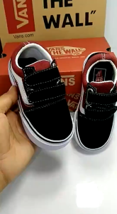 SEPATU ANAK LAKI LAKI PEREMPUAN MERAH PUTIH TANPA TALI PEREKAT SEPATU SNEAKERS ANAK