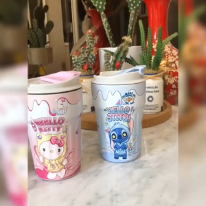 (Eldridge) Newest 400ml BPA free Character Series Free Childrens Thermos Tumbler Mug