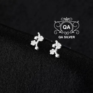Khuyên tai bạc 925 cành hoa mai bông nữ S925 FLORA QA SILVER Earrings EA251201