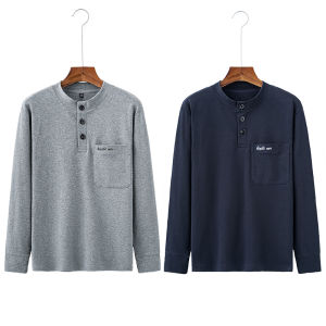 TIANJIANG | Áo Thun Tay Dài Cotton Mỏng cho Nam có Cổ Đứng
