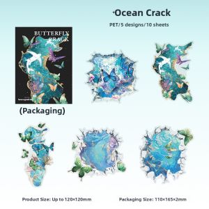 Cracked Texture Vintage Butterfly PET Sticker