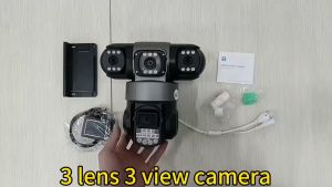 【Free 4G sim card】 V380 Pro 4G SIM Three Lens CCTV camera Connect To Cellphone Solar cctv Outdoor 4K HD Auto Tracking PTZ IP Camera No Needed WiFi Camera With Big Speaker Support Two-way Voice Intercom HD Full Color Night Vision