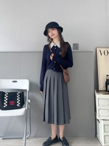 Sumui150 เอวสูงกระโปรงทรงเอสําหรับผู้หญิงPetite 2024 มาใหม่ล่าสุดสไตล์เกาหลีความยาวกลางชุดมิดิกับคึกคัก