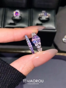 Vintage Purple Vintage Money Style Ring Flash Ring Arm Ring Female Index Finger Ring Alloy Material Fashion Jewelry