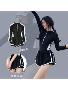 Conservative Womens One-Piece Swimsuit Summer Slimming Tummy Covering 2024 New Style Conservatism Sunscreen Gymnastic Pool Special Use