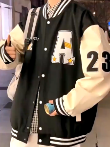 GentEssential Aesthetic jacket for men Korean style casual vintage jacket baseball jacket street trend jacket