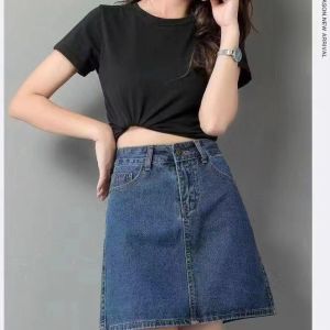 (READY STOCK)WomenS Summer High waist Denim A-Line Short Skirt XS To 2XL(got inner Pants )