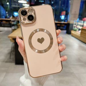Electroplate Love Heart Phone Case For Samsung Galaxy S24 Ultra S24 Plus S23 Ultra S23 Plus S22 Ultra S22 Plus Love Heart Bumper Soft Silicone Shockproof Plating Cover Case For Samsung Galaxy S21 Ultra S21 Plus