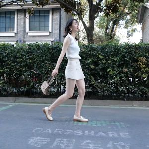 Womens Leather Flat Shoes Korean low heeled casual shoes Round toe square root work shoes