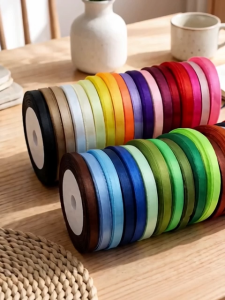 (5pcs/pack) 6mm Satin Ribbon Wholesale Gift Packing Christmas decoration diy Ribbons roll fabric