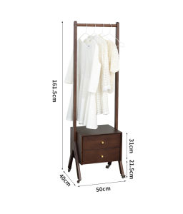 Multifunction Storage Night Clothes Rack Bedside Black Walnut Wood