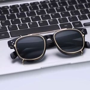 Seeouo Kacamata Clip On 2in1 Clip Polarized Lens Model Kotak Stylish Bahan TR90+Metal Pria Wanita Bisa Minus 9177