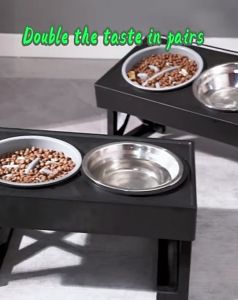 Dog Double Elevated Bowls Stand 3 Adjustable Height Pet Slow Feeding Dish Bowl Medium Big Dog Elevated Food Water Feeders Table
