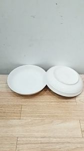 dĩa sứ trắng ngấn size 20cm dĩa lót 15cm