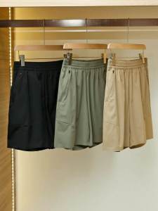 Cooling Sensation Fabric Black Tech Quick Dry Breathable Solid Color Mens Summer Elastic Waist Casual Shorts