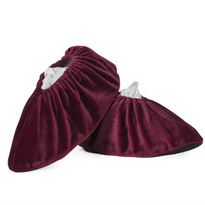 Flannelette Shoe Cover Household Cloth Recycle Childrens Feet Cover Indoor Wear-Resistant Thickened Non-Slip Sole Computer Room Shoe Cover Student