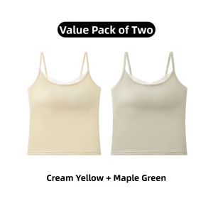 Herbal Color Natural Rayon High Elasticity Invisible Seamless Lightweight Built-in Bra Camisole