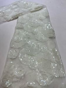 Luxury French Sequins Net Lace Fabric 2026 High Quality African Sequin Lace Fabric Nigerian Embroidery Wedding Party Lace Fabric