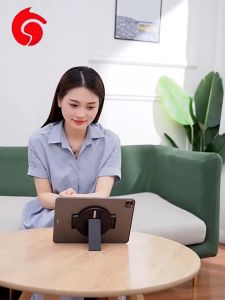 2 in 1 360 Degree swivel Rotating Rotation Adjustable Tablet Pad Tab Stand with Velcro Hand Palm Strap Grip Holder Stand
