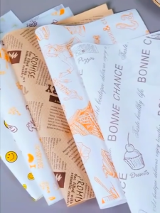 300pcs 28.5x29.5cm Burger Wrapper Food Liner GreaseProof Generic Print Food Sandwich Wax Paper Food Liner Baking Wrapper
