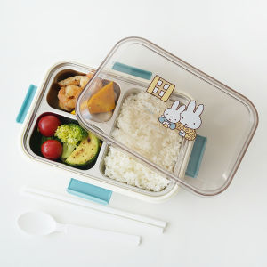 HUAMANCHAOLIU | Cute Cartoon Single-layer 3 Compartments Sealed Lunch Box 1000ml