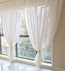 Simple White Linen Curtain Sheer Curtain Bedroom Living Room Partition Floor Length Balcony Drapery Light Blocking Curtain