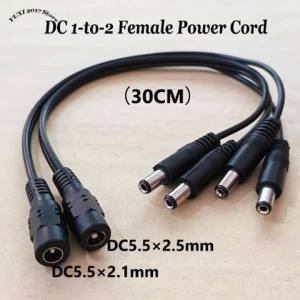 Yuxi | 2-Way DC Power Splitter Cable 5.5x2.1/2.5 Female To Male Extension Cord For CCTV Camera Router LED Light Power Adapter 30cm