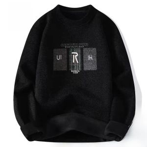 ROMON | เสื้อสเวตเตอร์คอปกกลมหนาสำหรับผู้ชาย ทรงหลวม แขนยาว ผ้าขนแกะ ขนกระต่าย อบอุ่น แฟชั่นฤดูใบไม้ร่วง/ฤดูหนาว สำหรับเยาวชน