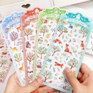 3 pcs Random Forest Animals Hedgehog Deer Stickers Scrapbooking Diy Journal Japanese Sticker Stationery Decor Aesthetic Gift