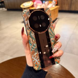 Anti-drop Genuine Leather Case for Huawei Honor Green Paisley